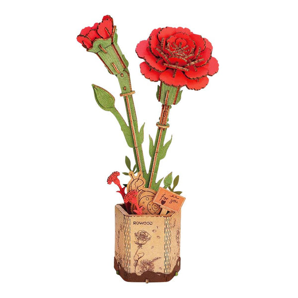 Wooden Bloom Craft: Red Carnation