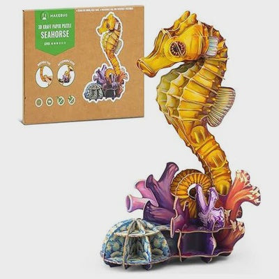 3D Kraft Paper Puzzle: Seahorse
