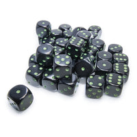 Opaque 12mm d6 Black/green Dice Block (36 dice)