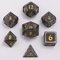 Hymgho Metal Dice Set: Solid Metal Behemoth Gunmetal w/Gold