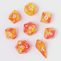 Hymgho Acrylic Dice: Rounded Edge 8 Piece Polyhedral Dice set -Fae Candy