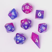 Hymgho Acrylic Dice: Rounded Edge 8 Piece Polyhedral Dice set - Fairy Farts