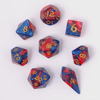 Hymgho Acrylic Dice: Rounded Edge 8 Piece Polyhedral Dice set - Stormcaller