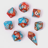 Hymgho Acrylic Dice: Rounded Edge 8 Piece Polyhedral Dice set -Bard's Cloak