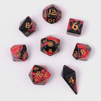 Hymgho Acrylic Dice: Rounded Edge 8 Piece Polyhedral Dice set - Blood Pact