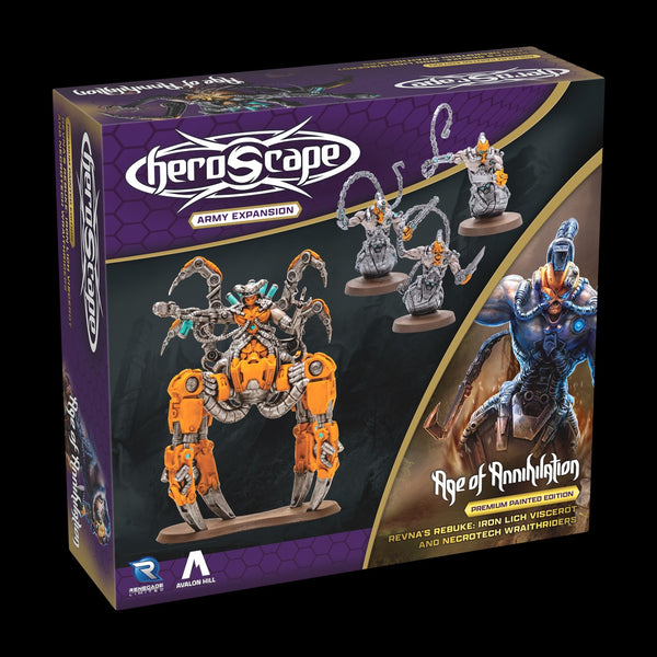 Heroscape: Revna's Rebuke: Iron Lich Viscerot and Necrotech Wraithriders Premium Painted Edition