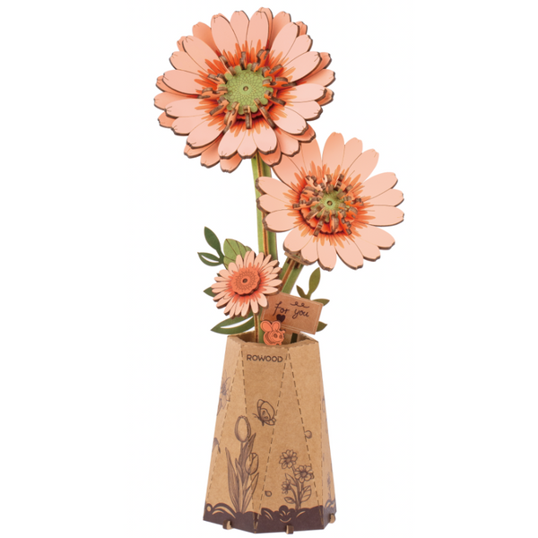 Wooden Bloom Craft: Light Orange Gerbera Daisy