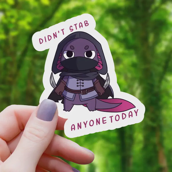 Axolotl Rogue Didn't Stab Anyone Sticker - 3"