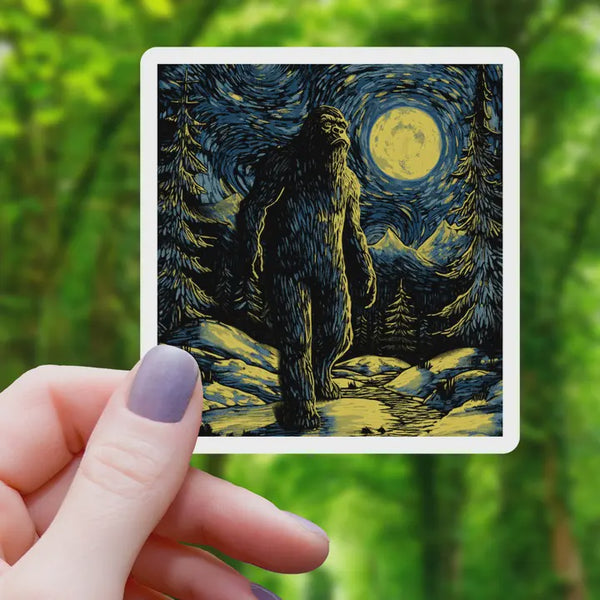 Bigfoot Starry Night Sticker - 3"