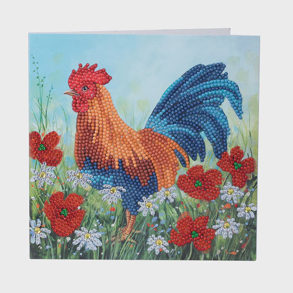 Crystal Art Card Kit: Cockerel in the Field