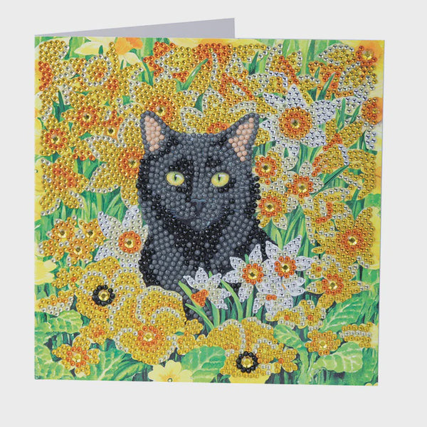 Crystal Art Card Kit: Cat Among the Flowers