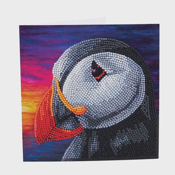 Crystal Art Card Kit: Puffin Sunset