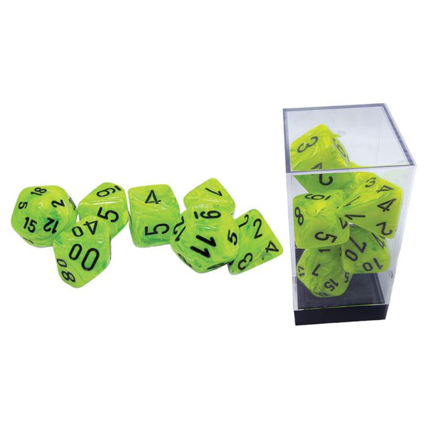 Vortex Mega-Hedral Bright Green with Black 7-Die Set