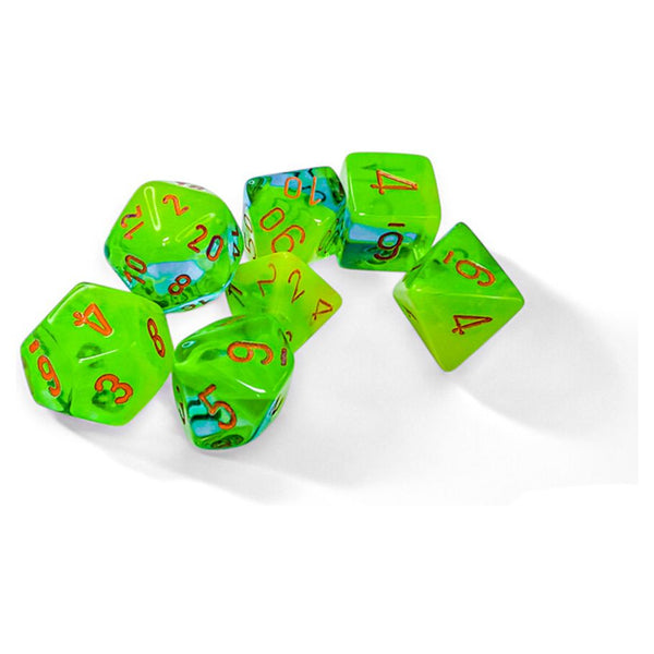 Gemini Polyhedral Plasma Green-Teal/orange 7-Die Set