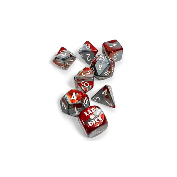 Lab Dice: Gemini Red Steel/white