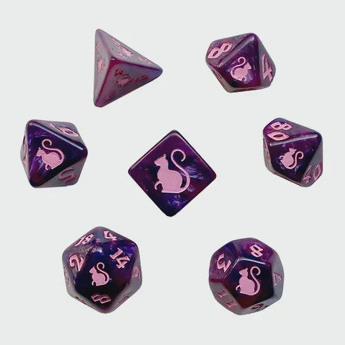 Kitty Clacks: Cheshire Polyhedral 7-die Set