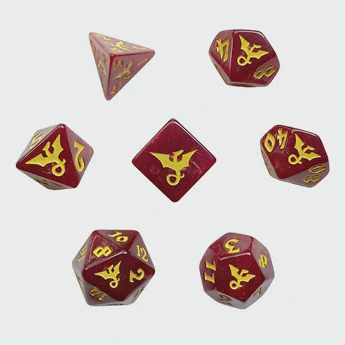 Swirl Dragon Red Polyhedral 7-die Set