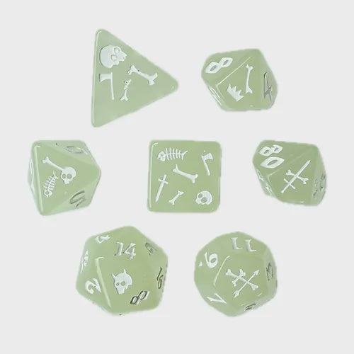 Gelatinous Cube (Glow) Polyhedral 7-die Set