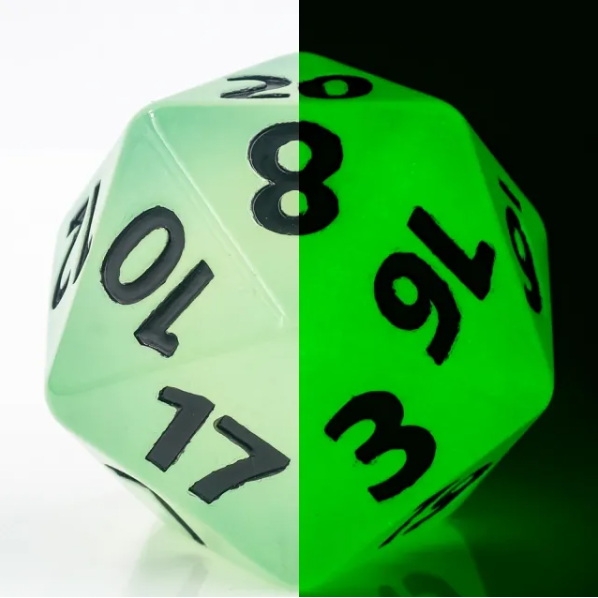 Hengda 55mm Titan d20 Glow in the Dark Dice