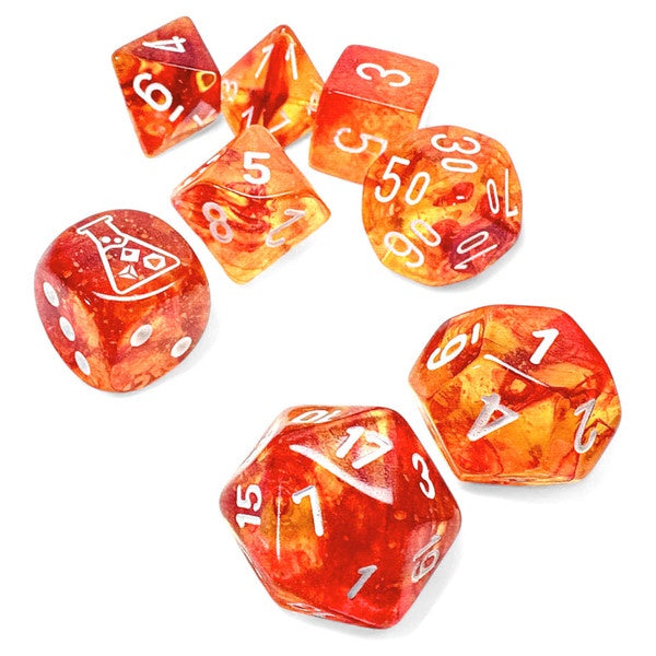 Lab Dice Gemini Polyhedral Nebula Molten with White 7-Die Set