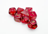 Lab Dice: Translucent Polyhedral Crimson/gold 8-Die Set