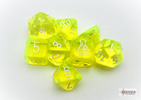 Lab Dice: Translucent Neon Yellow/white 8-Die Set