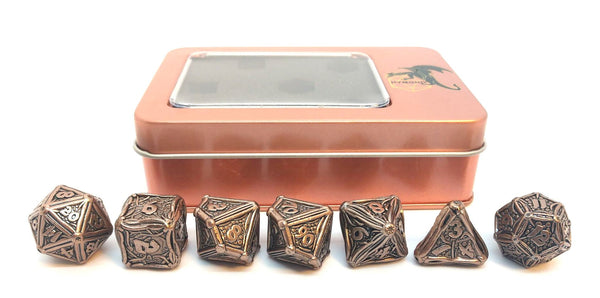 Hymgho Metal Dice Set: Solid Metal Druid Antique Copper