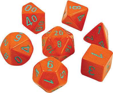 Heavy Polyhedral Orange/Turquoise 8-Die Set