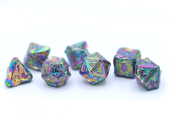 Hymgho Metal Dice Set: Solid Druid Prism Rainbow