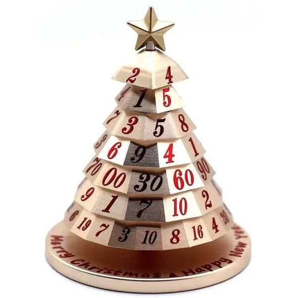 Hymgho Aluminum Christmas Tree Dice: Gold with Red Numbers
