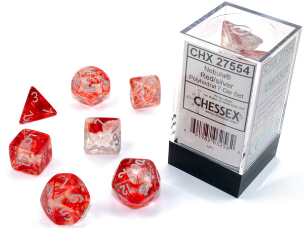 Nebula Polyhedral Red/silver 7-Die Set