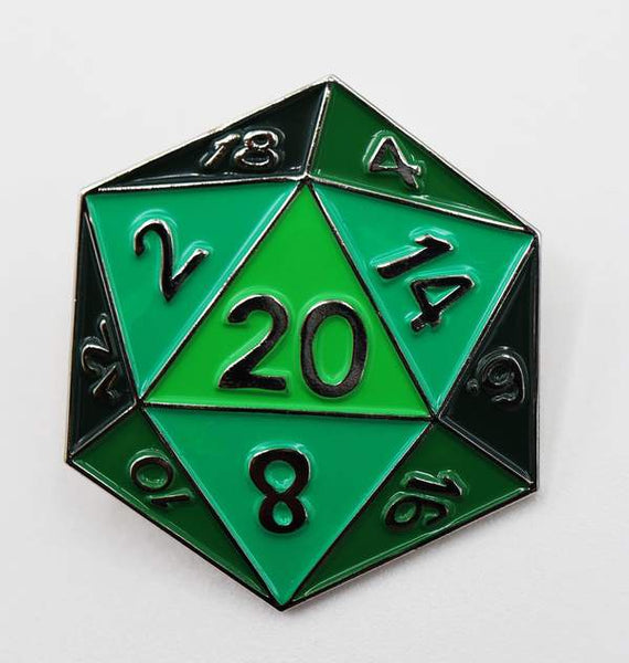 d20 Enamel Pin: Green