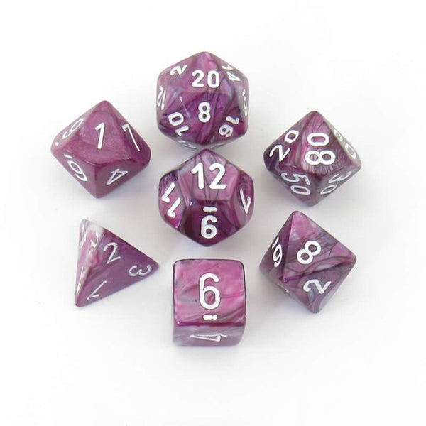 Lustrous Polyhedral Amethyst/white 7-Die Set