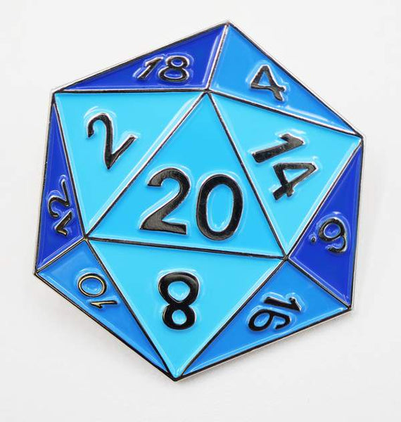 d20 Enamel Pin: Blue