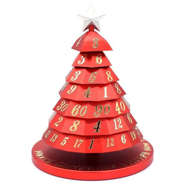 Hymgho Aluminum Christmas Tree Dice: Red with Gold Numbers