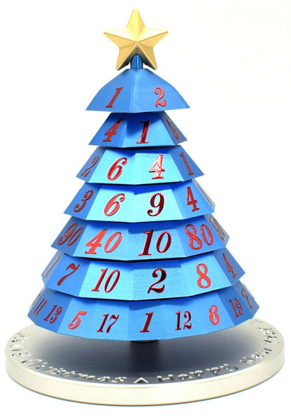 Hymgho Aluminum Christmas Tree Dice: Blue with Red Numbers