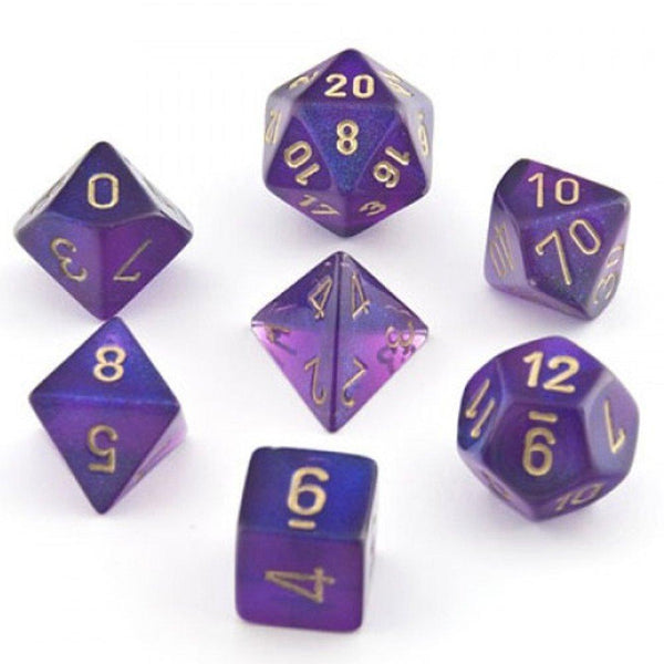 Borealis Polyhedral Royal Purple/gold 7-Die Set