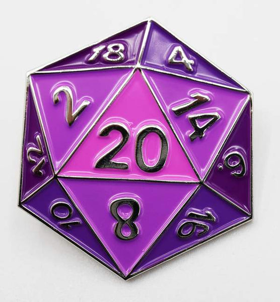 d20 Enamel Pin: Purple