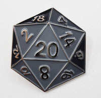 d20 Enamel Pin: Black