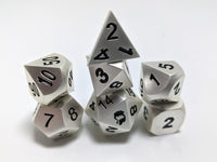 Hymgho Metal Dice Set: Solid Basic Dragon Matte Silver with Black Inlay
