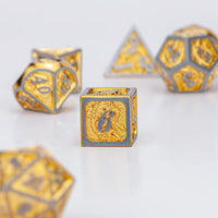 Hymgho Metal Dice Set: Solid Metal Dragon Brushed Gold
