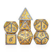 Hymgho Metal Dice Set: Solid Metal Dragon Brushed Gold