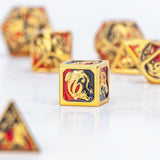 Hymgho Metal Dice Set: Solid Metal Dragon Gold with Red/Black