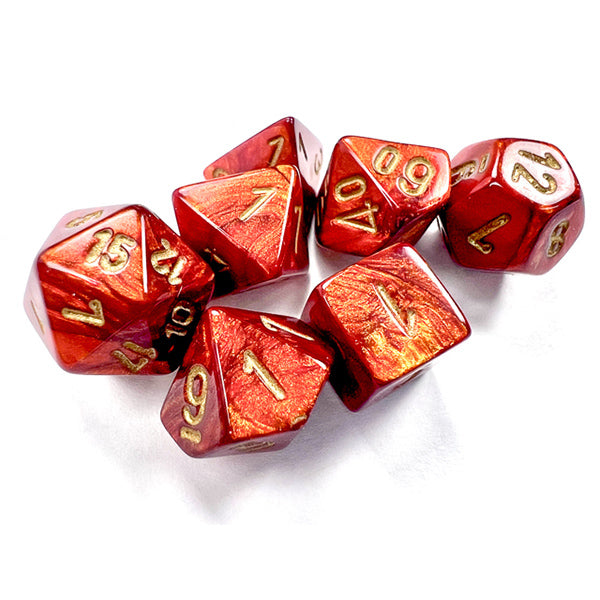 Scarab Mini Polyhedral Scarlet/gold 7-Die Set