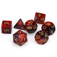 Gemini Mini Polyhedral Purple-Red/gold 7-Die Set