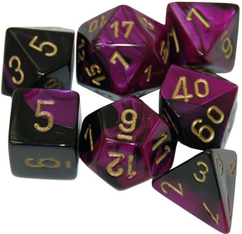 Gemini Mini Polyhedral Black-Purple/gold 7-Die Set
