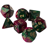 Gemini Polyhedral Green-Purple/gold 7-Die Set