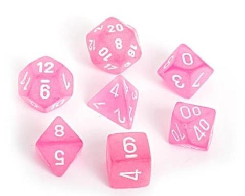 Frosted Polyhedral Pink/white 7-Die Set