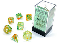 Nebula Polyhedral spring/white 7-die set