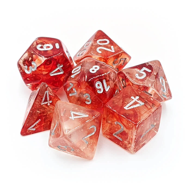 Nebula Polyhedral Red/silver 7-Die Set (Lab Dice)